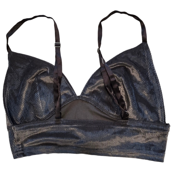 Victoria Secret Embossed Stripe/Ribbed Bra Bralette Top with Ribbon Straps - Picture 2 of 4